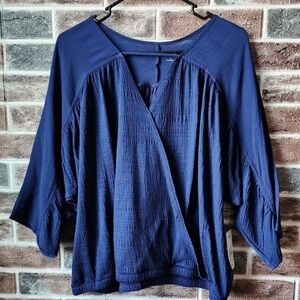 Gauzy faux-wrap blouse